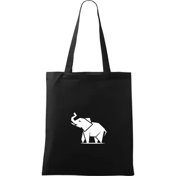 Origami slon z boku - Taška bavlněná - 42 x 38 cm ( Černá )