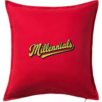 Polštář Generace Y - Millennials žlutý nápis - Polštář 50x50 - 50x50 - Pouze potah ( Červená )