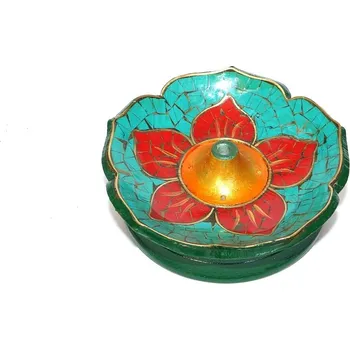 Čajovna Stojánek Nepál/dřevo/ kámen - vykládaný/ zelený okraj