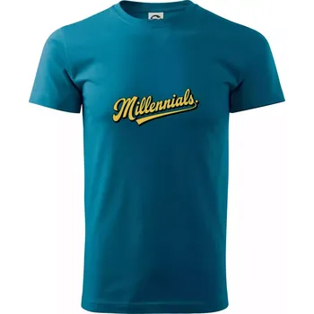 Generace Y - Millennials žlutý nápis - Klasické pánské triko vyšší gramáže - XS ( Petrolejová )