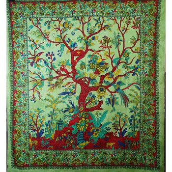 Prostěradlo Přehoz na postel Orientalhaus bavlna 210 cm x 240 cm zelený