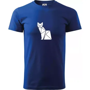 Pánské tričko Origami kočka z boku - Triko extra velké (5-8XL) - 7XL ( Královská modrá )