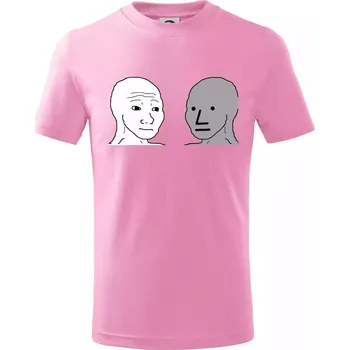 Wojak (Feels Guy) a NPC - Tričko dětské bavlněné - 104-110cm / 3-4 roky ( Růžová )