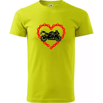 Moto srdce řetěz - supersport - Klasické pánské triko vyšší gramáže - M ( Limetková )