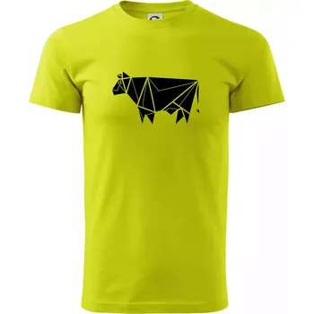 Pánské tričko Origami kráva z boku - Klasické pánské triko vyšší gramáže - XS ( Limetková )