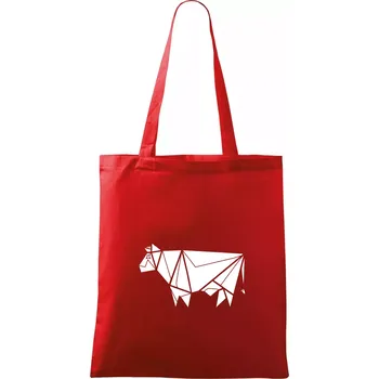 Nákupní taška Origami kráva z boku - Taška bavlněná - 42 x 38 cm ( Červená )