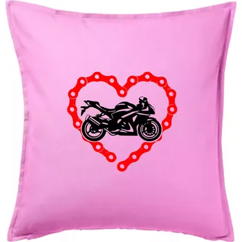 Polštář Moto srdce řetěz - supersport - Polštář 50x50 - 50x50 - Pouze potah ( Růžová )