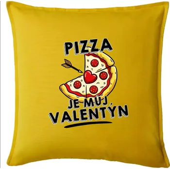 Polštář Pizza je můj Valentýn - Polštář 50x50 - 50x50 - Pouze potah ( Žlutá )