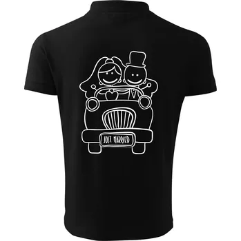 Pánská košile Svatební auto - Polokošile pánská Pique Polo 203 - 5XL ( Černá )