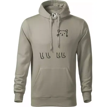 Pánská mikina Kočka - pes - tygr -Dokresli zvíře - Mikina pánská Cape s kapucí - 5XL ( Light khaki )