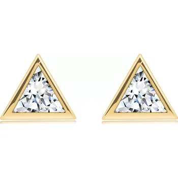 Náušnice Náušnice ze 14K zlata ve tvaru trojúhelníku s čirými zirkony