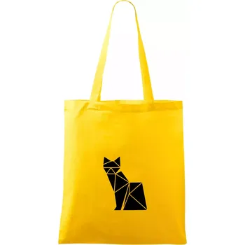 Origami kočka z boku - Taška bavlněná - 42 x 38 cm ( Žlutá )