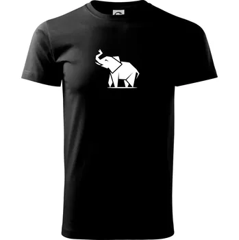 Origami slon z boku - Triko extra velké (5-8XL) - 6XL ( Černá )