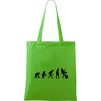 Nákupní taška Evoluce kytarista - noha na kombu - Taška bavlněná - 42 x 38 cm ( Apple Green )