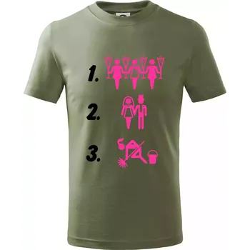 Před a po žena - Tričko dětské bavlněné - 122 cm/6 let ( Khaki )