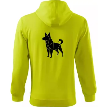 Pánská móda Origami pes z boku - Mikina s kapucí na zip trendy zipper - XL ( Limetková )