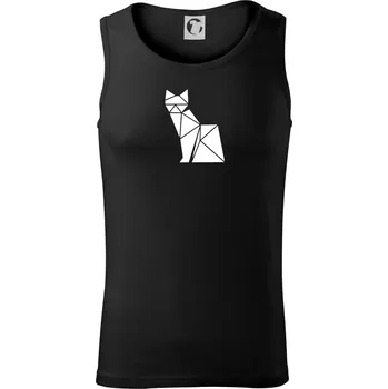 Origami kočka z boku - Tílko pánské Core - 2XL ( Černá )