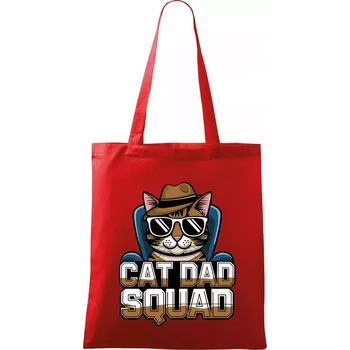 Nákupní taška Cat dad squad - Taška bavlněná - 42 x 38 cm ( Červená )
