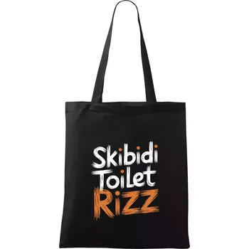 Skibidi Toilet Rizz nápis - Taška bavlněná - 42 x 38 cm ( Černá )