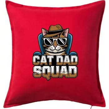 Polštář Cat dad squad - Polštář 50x50 - 50x50 - Pouze potah ( Červená )