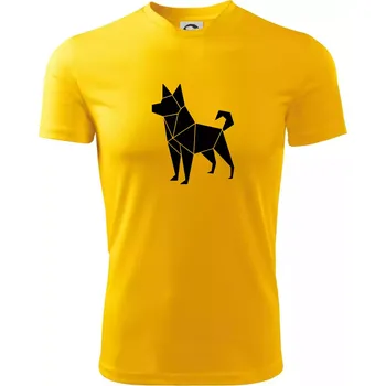Chlapecké tričko Origami pes z boku - Dětské triko sportovní (dresovina) - 134 cm/8 let ( Žlutá )