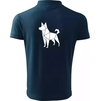 Pánská košile Origami pes z boku - Polokošile pánská Pique Polo 203 - 4XL ( Námořní modrá (velmi tmavá - téměř černá) )
