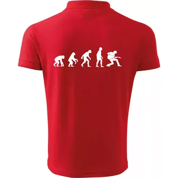 Pánská košile Evoluce kytarista - klečící - Polokošile pánská Pique Polo 203 - S ( Červená )