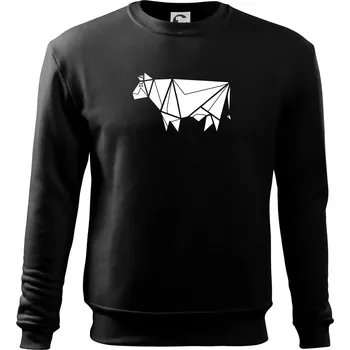 Origami kráva z boku - Mikina Essential dětská - 146 cm/10 let ( Černá )