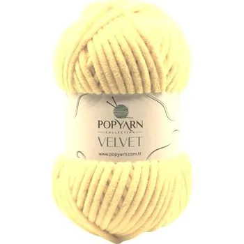 Příze POPYARN Pletací příze Velvet B044 - žlutá světlá