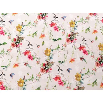 Dekorační látka Loneta květy, barva (17) režná světlá