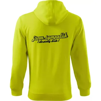 Pánská mikina Jsem sympaťák - ohrožený druh - Mikina s kapucí na zip trendy zipper - XL ( Limetková )