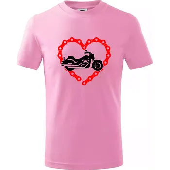 Chlapecké tričko Moto srdce řetěz - chopper - Tričko dětské bavlněné - 122 cm/6 let ( Růžová )