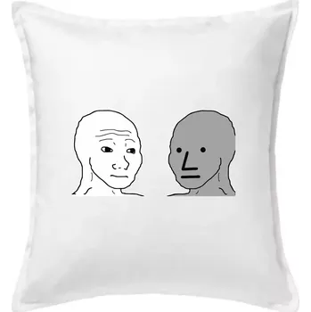 Polštář Wojak (Feels Guy) a NPC - Polštář 50x50 - 50x50 - Včetně výplně ( Bílá )