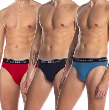 Slipy Pánské bavlněné slipy s vnější gumou M-1020SD Lama 3-BALENÍ M vícebarevné