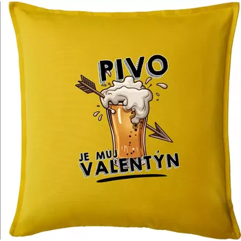 Polštář Pivo je můj valentýn - Polštář 50x50 - 50x50 - Pouze potah ( Žlutá )