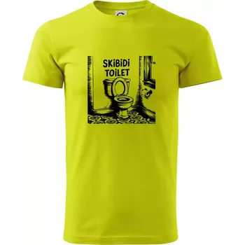 Skibidi kresba - Klasické pánské triko vyšší gramáže - XS ( Limetková )