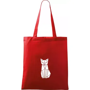 Origami kočka zepředu - Taška bavlněná - 42 x 38 cm ( Červená )
