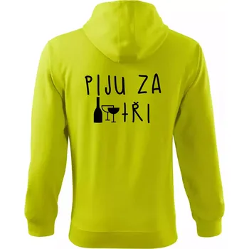 Pánská mikina Jím za dva / Piju za tři - Mikina s kapucí na zip trendy zipper - XL ( Limetková )