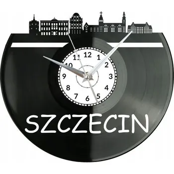Hodiny Štětín Město Polsko Nástěnné Hodiny Vinylová Deska Moderní Dekorativní