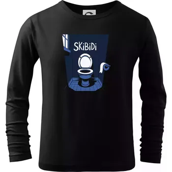 Chlapecké tričko Skibidi modrá toaleta - Triko dětské Long Sleeve - 134 cm/8 let ( Černá )