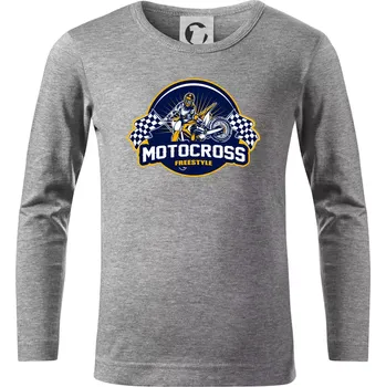 Chlapecké tričko Motocross freestyle kruh - Triko dětské Long Sleeve - 158 cm/12 let ( Tmavě šedý melír )