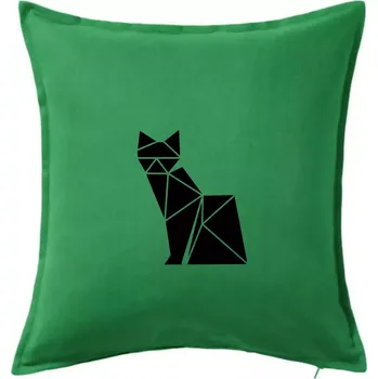 Polštář Origami kočka z boku - Polštář 50x50 - 50x50 - Pouze potah ( Středně zelená )