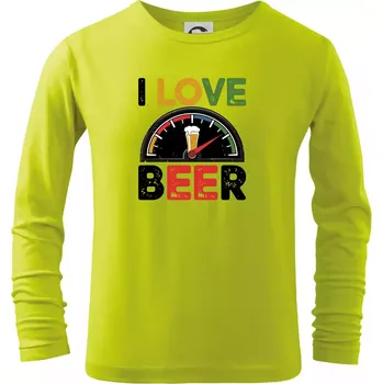 Chlapecké tričko I love beer - palivoměr - Triko dětské Long Sleeve - 146 cm/10 let ( Limetková )
