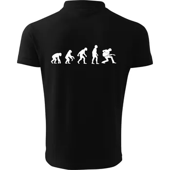 Pánská košile Evoluce kytarista - klečící - Polokošile pánská Pique Polo 203 - S ( Černá )