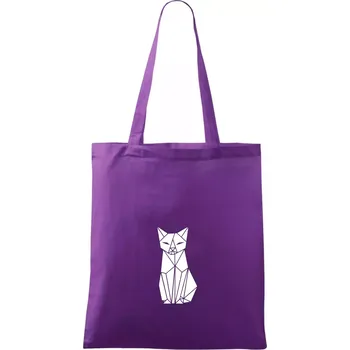Origami kočka zepředu - Taška bavlněná - 42 x 38 cm ( Fialová )