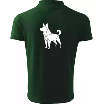 Pánská košile Origami pes z boku - Polokošile pánská Pique Polo 203 - 3XL ( Lahvově zelená )
