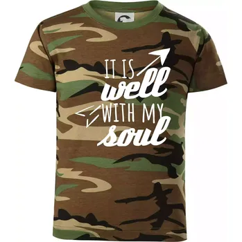 Chlapecké tričko It is well with my soul - Dětské maskáčové triko - 146 cm/10 let ( Hnědý maskáč )