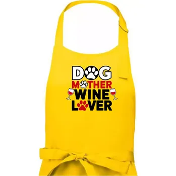 Kuchyňská zástěra Dog mother wine lover - Dámská zástěra na vaření - Univerzální velikost ( Žlutá )