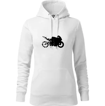 Dámská mikina Moto love - Mikina dámská Cape s kapucí - S ( Bílá )
