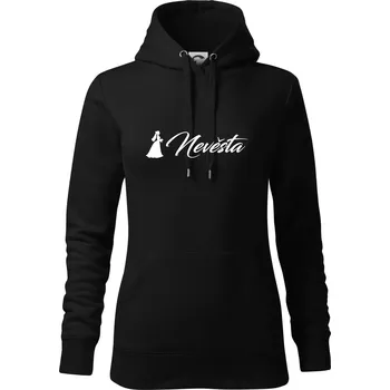 Dámská mikina Nevěsta psací - Mikina dámská Cape s kapucí - XS ( Černá )